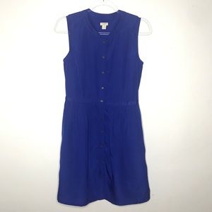 J.Crew Royal Blue Sleeveless Buttonup Shirt Dress